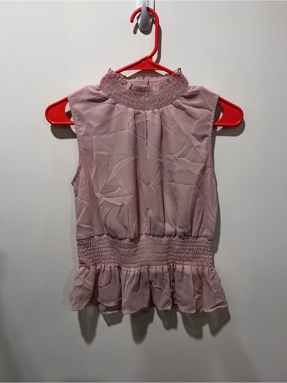 Smocked Waist Sleeveless Top - Dusty Pink
